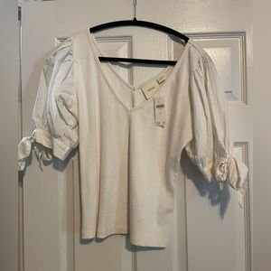 NWT Maeve Puff Sleeved Top in White Size Medium